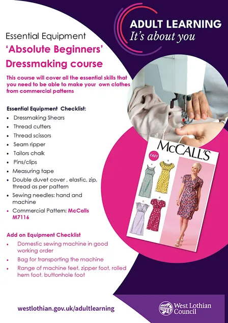 Absolute Beginners Dressmaking Course (10 weeks)