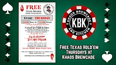 Texas Holdem Poker Thursdays at Khaos Brewcade - Thursdays at 7:15 PM