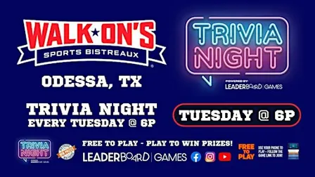 Trivia Night TUESDAY 6p | Walk-On's Sports Bistreaux - Odessa TX