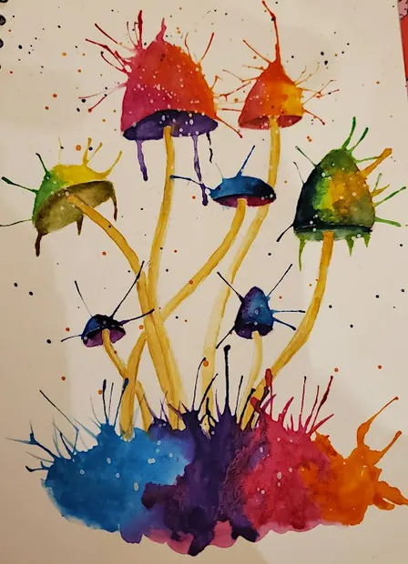 Watercolour Painted Toadstools