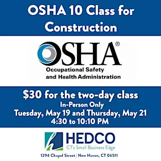 November OSHA 10-Hour Construction Training Class in New Haven