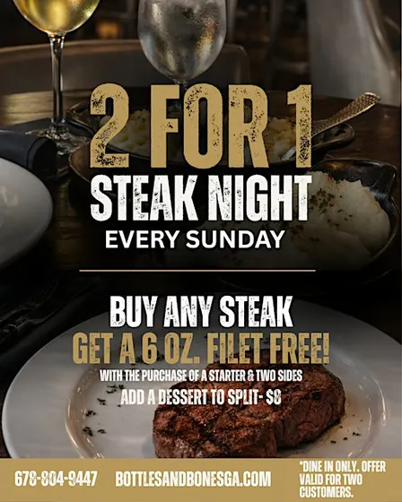 2 for 1 Steak Night