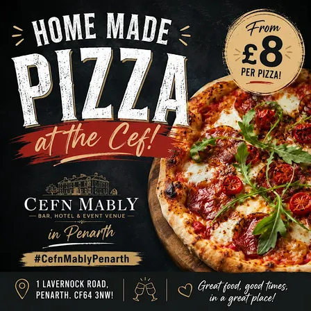 Pizza in Penarth at Cefn Mably Bar, Hotel & Event Venue