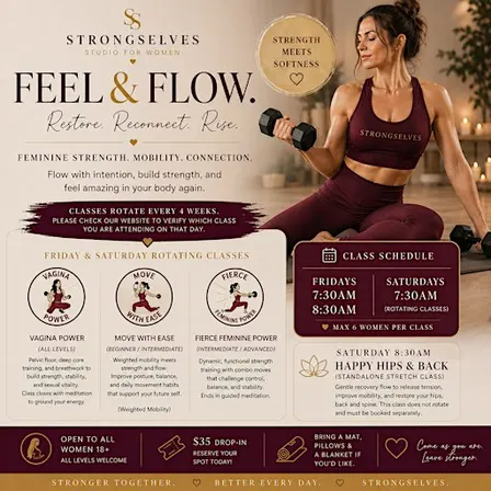 FRIDAY & SATURDAY FEEL & FLOW CLASSES FOR WOMEN  — StrongSelves ✨