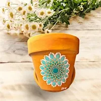Dip n Dot Mandala Art on a Plant Pot
