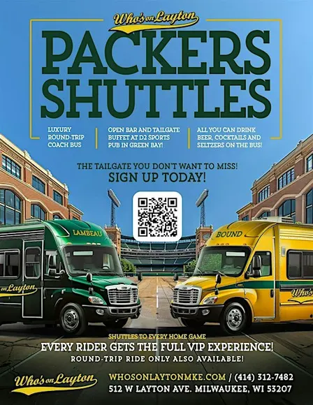 Packer Shuttle to Lambeau | Who's on Layton | Packers vs Falcons