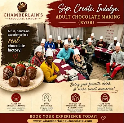 Adult Chocolate Making Experience BYOB Chamberlains Roswell Atlanta