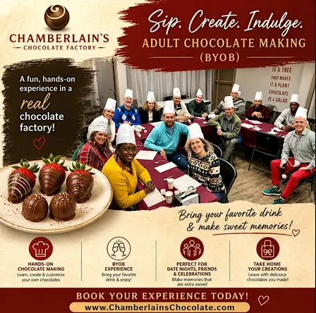 Adult Chocolate Making Experience BYOB Chamberlains Roswell Atlanta