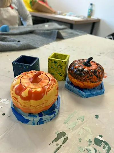 The Jesmonite Autumn Pumpkin Pot Workshop in BOROUGHBRIDGE