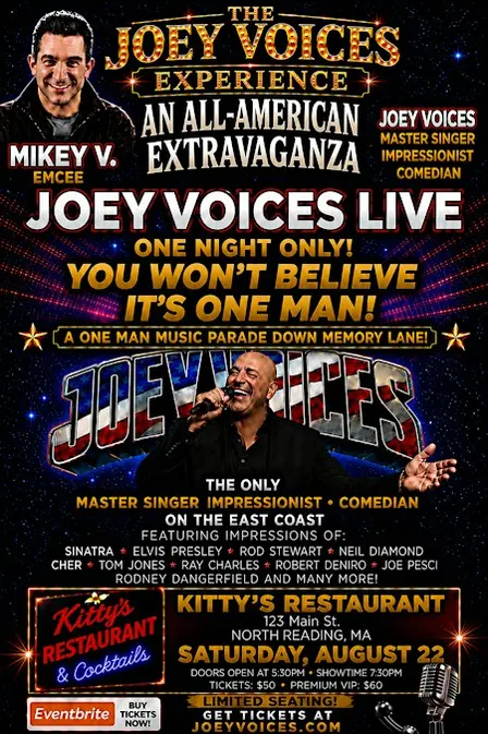 JOEY VOICES MASTER SINGING IMPRESSIONIST COMEDIAN AND COMEDIAN MIKE VISELLI