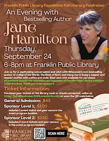 Franklin Library Fall Literary Fundraiser: An Evening with Jane Hamilton