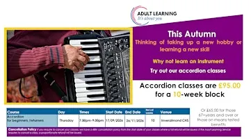 Accordion for Beginners and Improvers (10 week course)