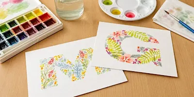 Watercolor Floral Initial Cards