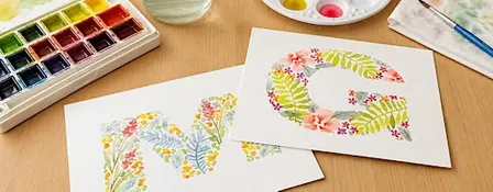 Watercolor Floral Initial Cards
