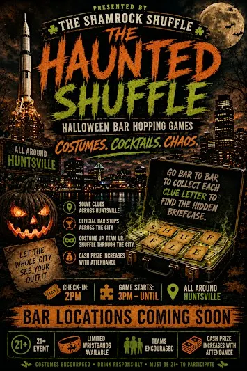 The Haunted Shuffle Bar Hopping Games: Huntsville + Halloween Oct 31st