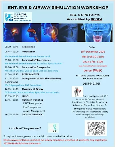 ENT, EYE & AIRWAY SIMULATION WORKSHOP- UK RESIDENTS ONLY