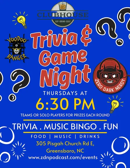 Trivia and Game Night at The Clubhouse GSO