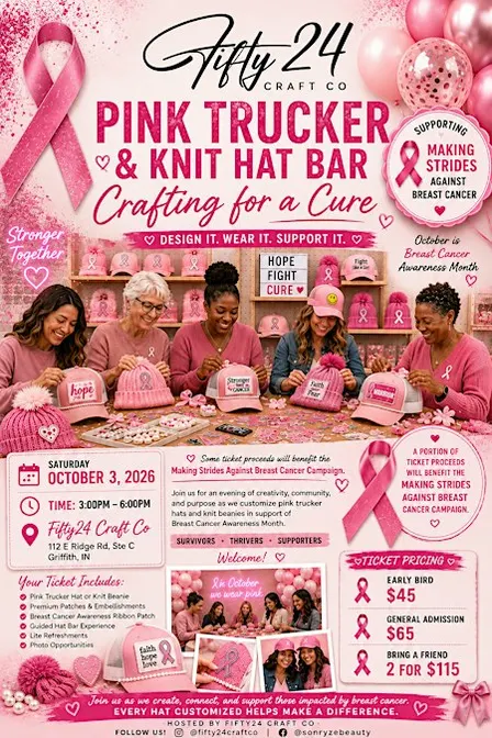 Breast Cancer Awareness Fundraiser Series: Pink Hats and Totes Patch Bar