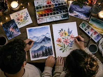 Date Night Watercolor Painting for Two - Eugene