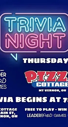 Trivia Night THURSDAY 7p | Pizza Cottage - Mt Vernon OH @LeaderBoardGames