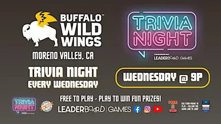 Trivia Night | Buffalo Wild Wings - Moreno Valley CA - WED 9p