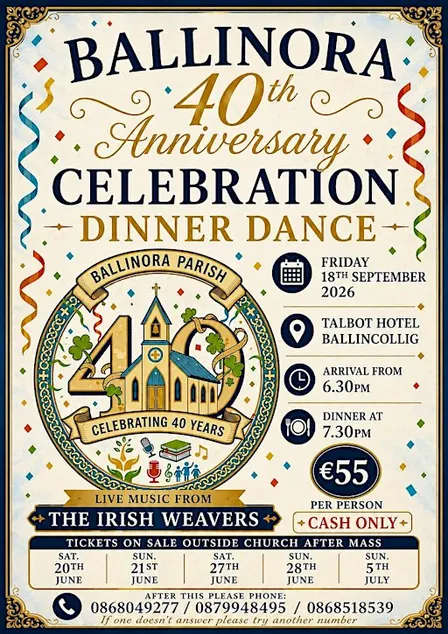 Ballinora 40th Anniversary Celebration Dinner Dance