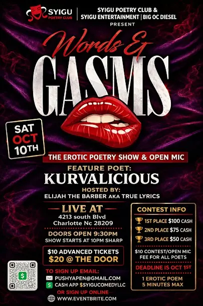 WORDS & GASMS THE EROTIC POETRY SHOW & OPEN MIC CONTEST