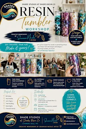 Resin Tumbler Workshop Perth | Create Your Custom Tumbler | Shade Studio