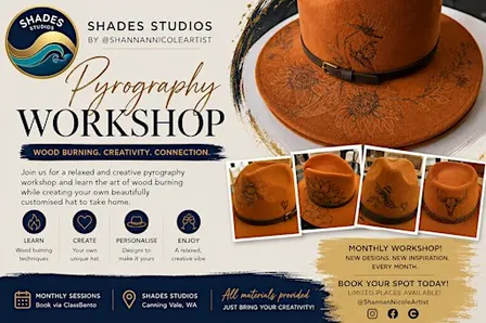 Pyrography Workshop: Custom Hat or Grazing Board