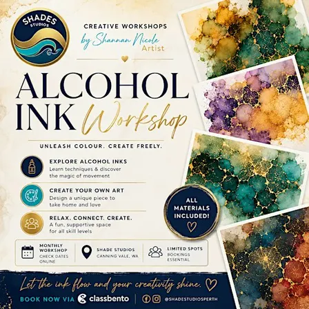 Perth Alcohol Ink Workshop: Gifts Cards and Artwork