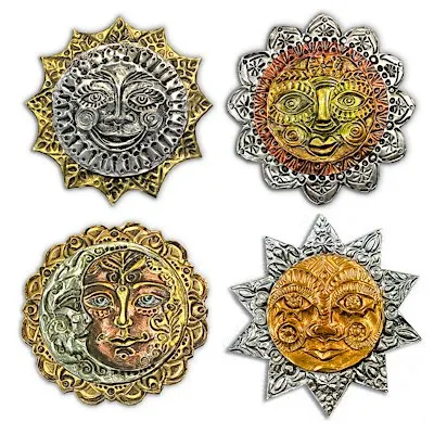Celestial Metal: Embossed Sun Face Wall Hanging
