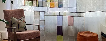 Learn to sew a 'bojagi' style patchwork hanging reusing sheer samples