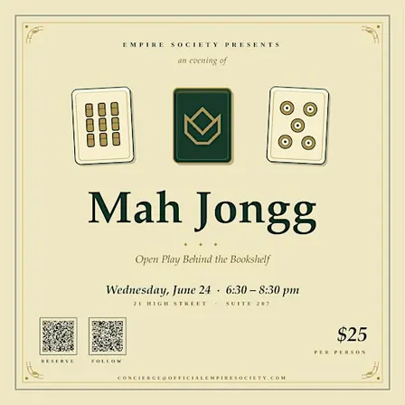 Mah Jongg Open Play Behind the Bookshelf