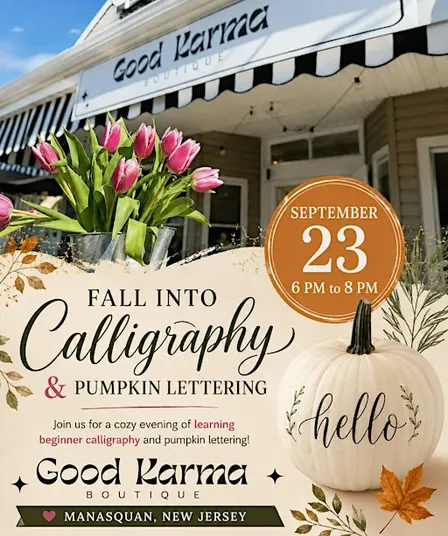 Fall into Calligraphy and Pumpkin Lettering at Good Karma Boutique