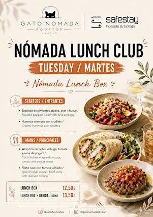 Tuesday Nómada Lunch Box · Fresh Lunch at Safestay Madrid