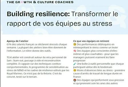 Building Resilience: Transformer le rapport de vos équipes au stress