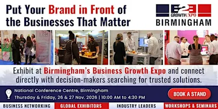 Birmingham B2B Growth Expo 2026 | Book Your Stand At Premier B2B Show