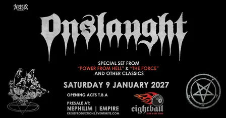 ONSLAUGHT Live in Thessaloniki - Set from “Power from Hell" & "The Force"