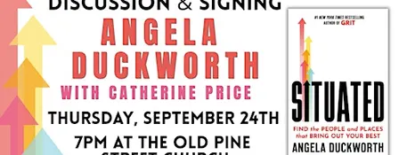 Angela Duckworth celebrates Situated on September 24th at 7pm