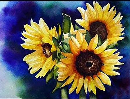 Fall Sunflowers in Watercolors