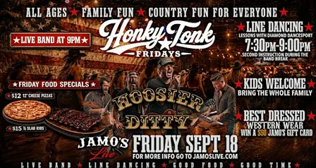 Honky Tonk Fridays | Hoosier Ditty & Line Dancing at 7:30pm @ Jamo's Live