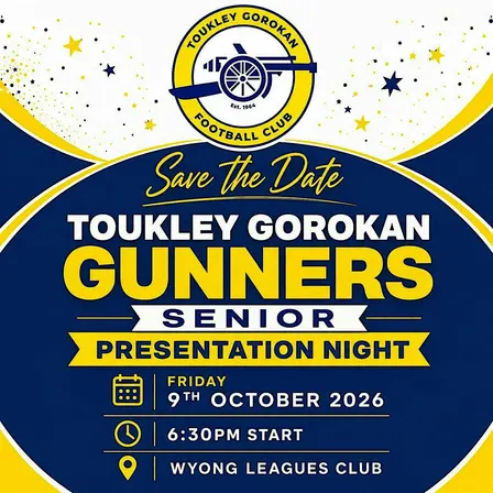 Toukley Gorokan Gunners Football Club Senior Presentation Night 2026
