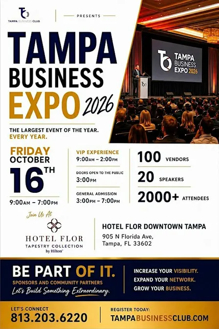 8th Annual Tampa Bay Business Expo. FREE 3PM-7PM. 2000+ ATTENDEES