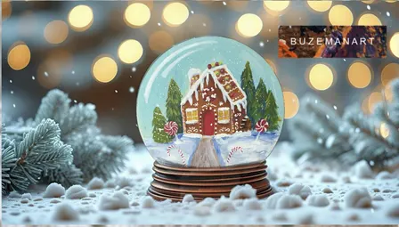 Snow globe painting ‘Gingerbread house’  @ The Hayride, Beverley