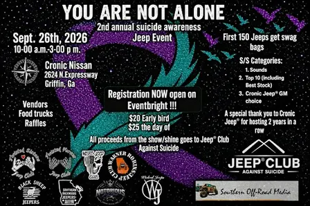 You Are Not Alone / 2nd Annual Suicide Awareness Jeep Event