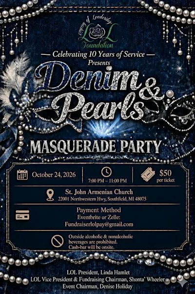Denim & Pearls Masquerade Party