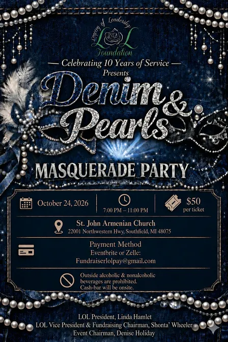 Denim & Pearls Masquerade Party
