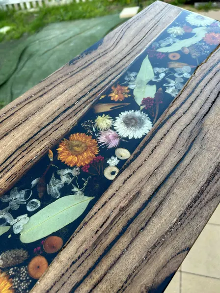 High Tea Resin Preserved Flower Cheese Board Amongst Gumtrees