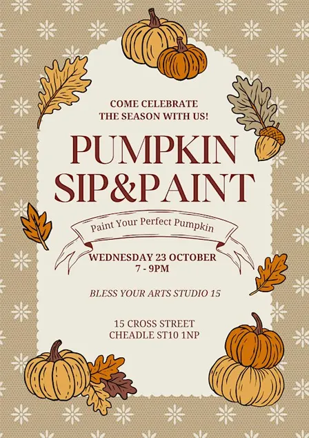 SIP.PAINT.CREATE. FUNKY PUMPKIN Themed Painting