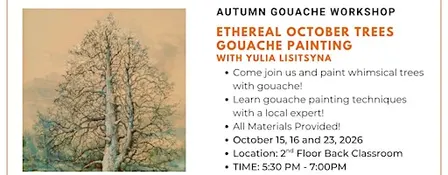 Ethereal October Trees Gouache Painting with Yulia Lisitsyna